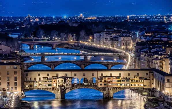 Picture city lights, Florence, long exposure