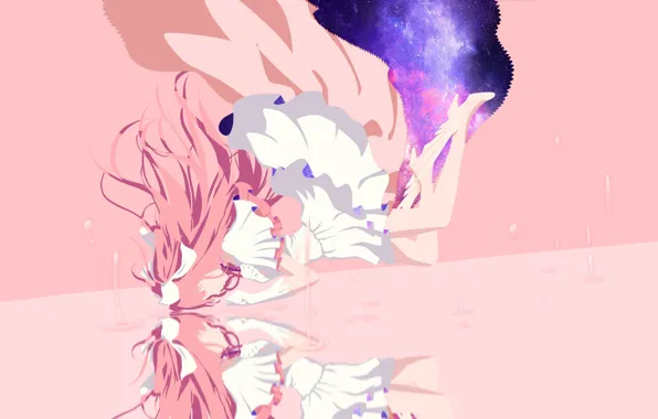 Reflection, minimalism, the portal, Mahou Shoujo Madoka Magica, Girl magician Madoka