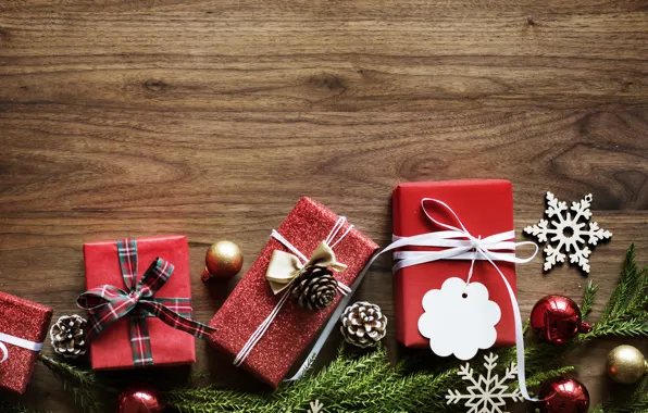 Decoration, New Year, Christmas, gifts, Christmas, wood, New Year, decoration
