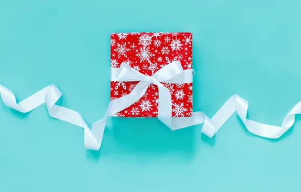 Winter, snowflakes, holiday, box, gift, minimalism, Christmas, tape