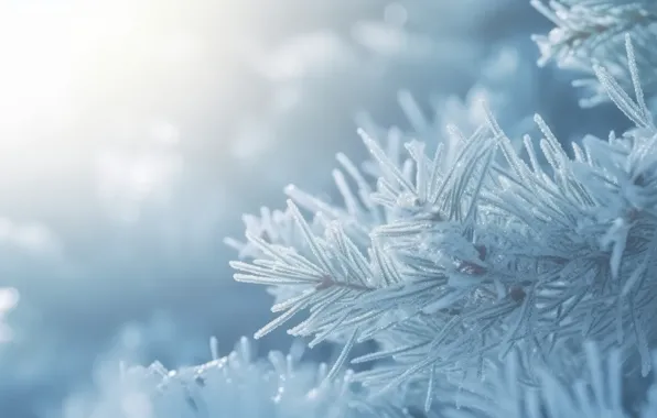 Winter, frost, light, snow, branches, nature, fog, spruce