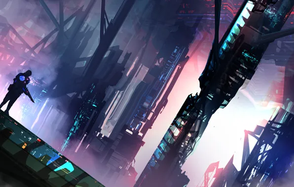 Figure, The city, Future, Soldiers, Art, After, Fiction, Landscapes