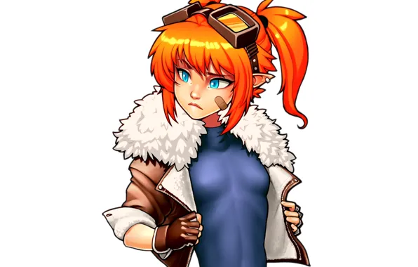 Girl, art, glasses, jacket, costume, red, the patch, fixer girl