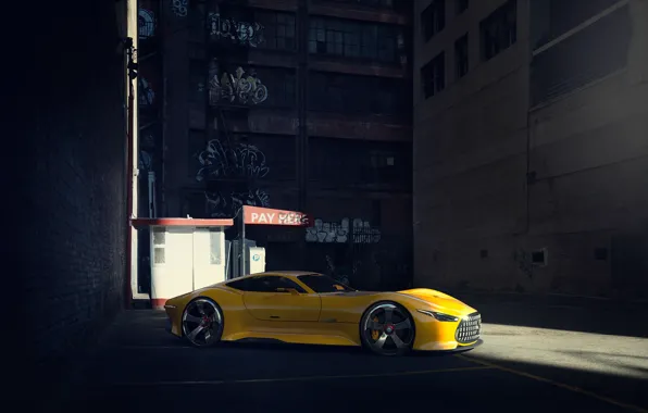 Transport, building, twilight, car, Mercedes-Benz AMG Vision Gran