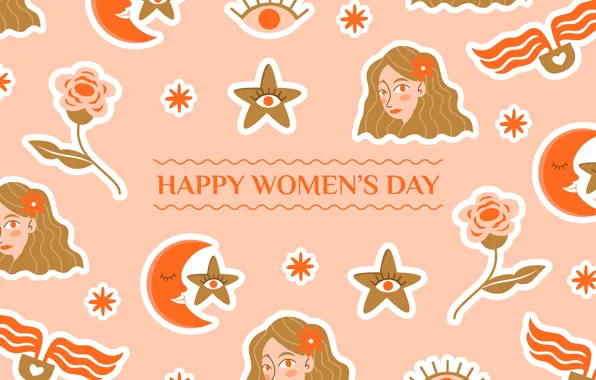 Flowers, holiday, spring, figure, March 8, date, congratulations, postcard