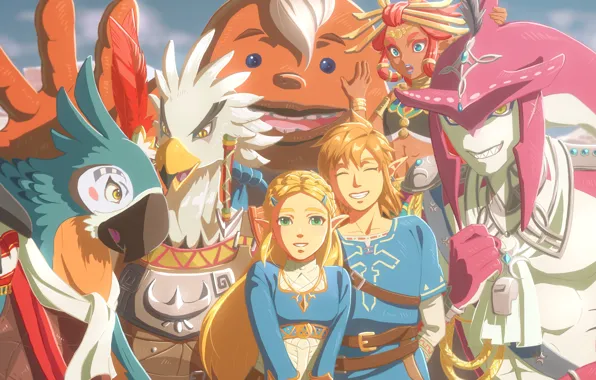 Wallpaper Link, Zelda, The Legend of Zelda: Breath of the Wild, Revali,  Paya, Urbosa, Mipha, Purah for mobile and desktop, section игры, resolution  3003x1689 - download