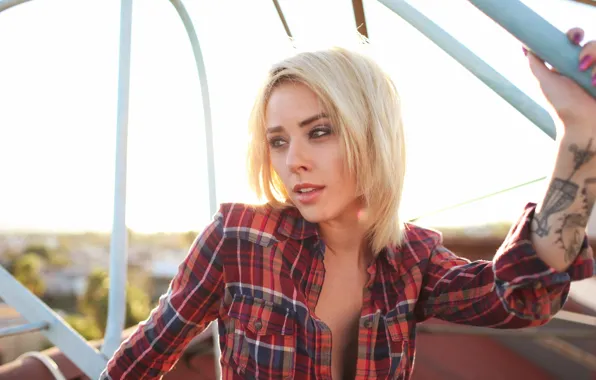 Look, girl, blonde, tattoo, Alysha Nett