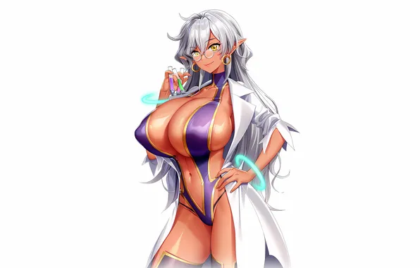 Girl, sexy, cleavage, erect nipples, long hair, boobs, anime, beautiful