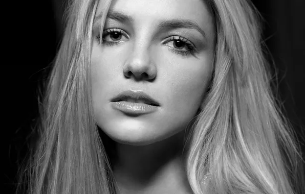 Look, portrait, blonde, black and white, singer, beauty, Britney Spears, Britney Spears