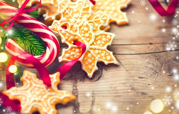 Picture New Year, cookies, Christmas, wood, Merry Christmas, cookies, decoration, gingerbread