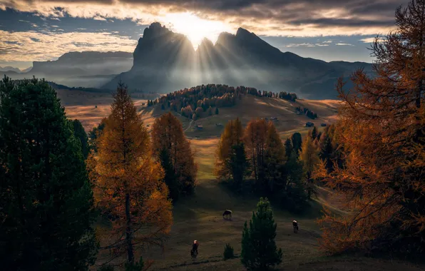Autumn, mountains, Dolomites
