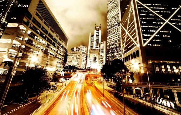 Road, light, night, lights, photo, people, country, city