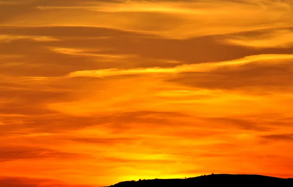 The sky, clouds, sunset, glow