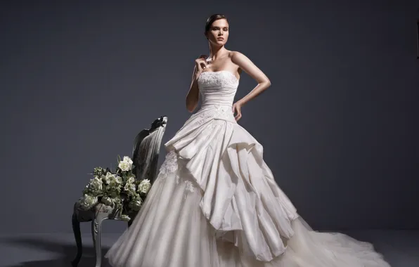 Picture girl, flowers, dress, the bride