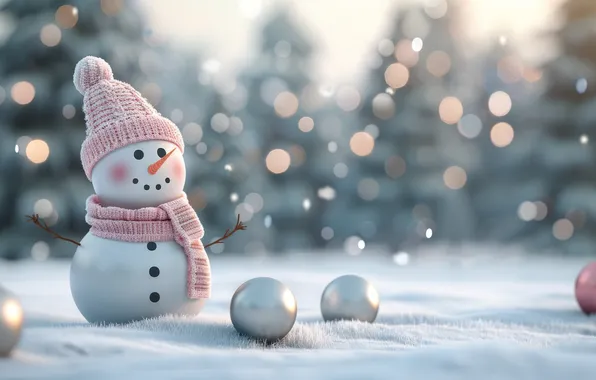 Winter, frost, forest, balls, snow, branches, nature, balls