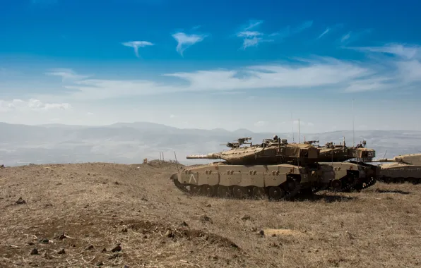 Field, the sky, tank, combat, main, Merkava, Israel, Mk.3