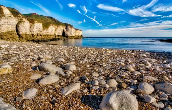 Picture sea, wave, beach, the sky, clouds, landscape, nature, stones