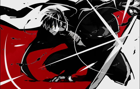 Katana, blade, rage, guy, black cloak, touken ranbu, Dance of swords