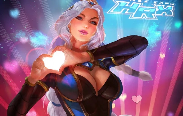 Chest, girl, hearts, art, queen, Aphrodite, Smite
