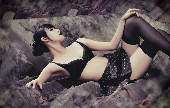 Girl, background, Asian