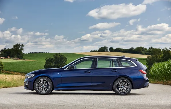 Picture BMW, side view, 3-series, universal, dark blue, 3P, 2020, G21