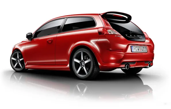 Red, Volvo, red, hatchback, tinted, R-Design, C30