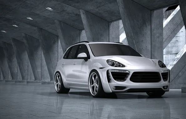 White, garage, Porsche