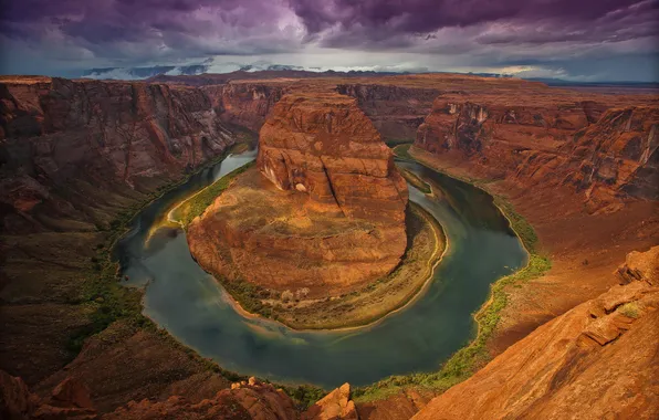 The sky, clouds, river, Colorado, canyon, AZ, USA, state