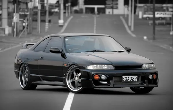 Picture Nissan, black, tuning, Skyline, R33