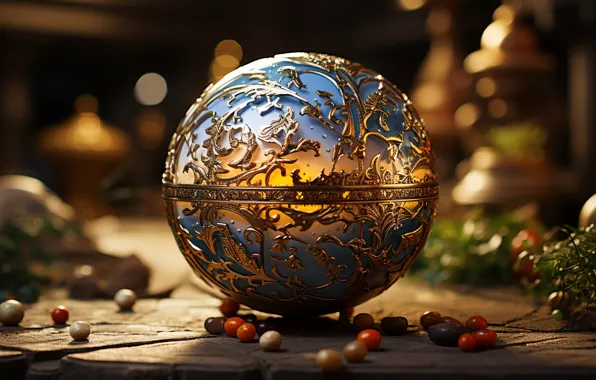 Balls, balls, Christmas, New year, Christmas decorations, Christmas decorations, AI art, neural network