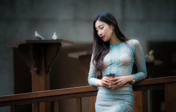 Girl, sweetheart, dress, Asian, bokeh