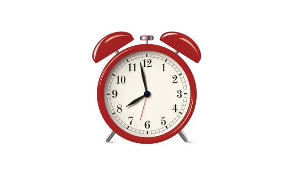 Picture morning, white background, table clock