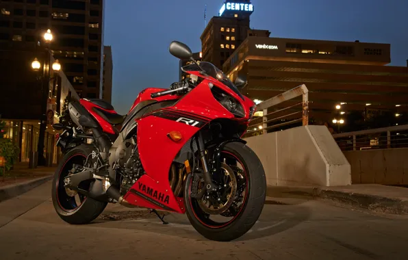 Road, red, the city, lights, shadow, the evening, motorcycle, red
