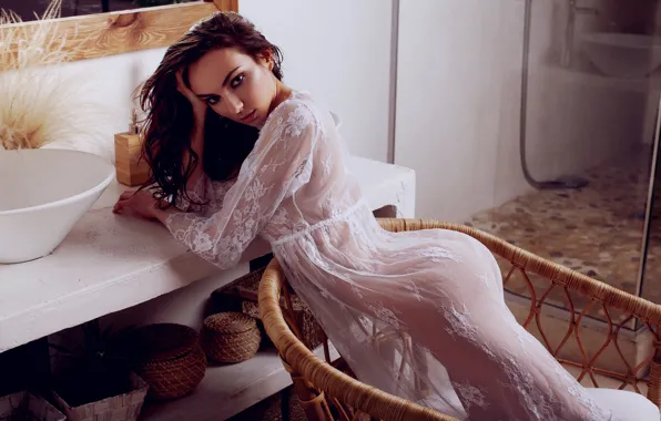 Ass, look, pose, Girl, Bathrobe, Margo Amp, Evgeniy Potanin