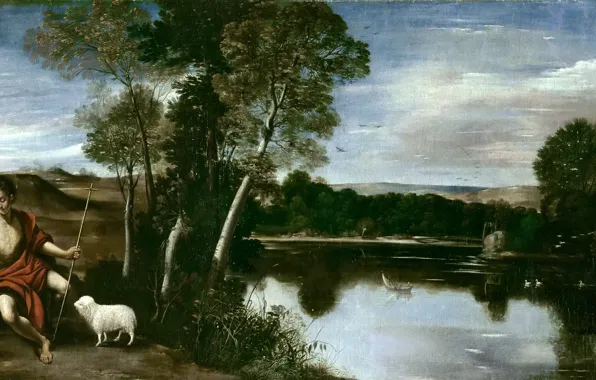 Picture, mythology, Fra Juan Batista Maino, Landscape with Saint John the Baptist