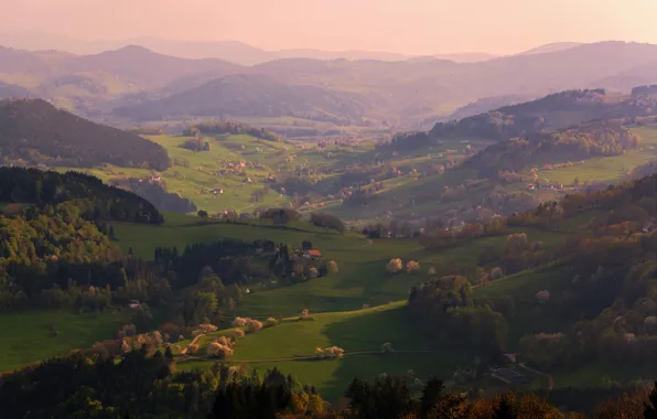 Light, mountains, heat, France, spring, the evening, valley, May