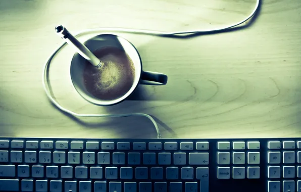 Table, coffee, keyboard