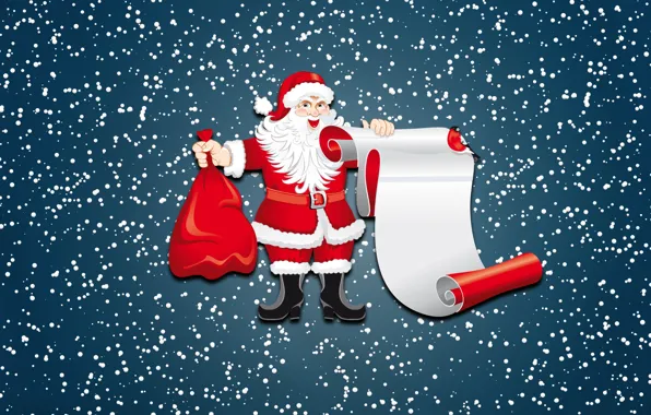 Winter, Minimalism, Snow, Background, New year, Santa, Holiday