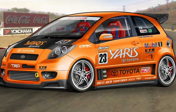 Tuning, art, Toyota, dangeruss, Yaris, subcompact car