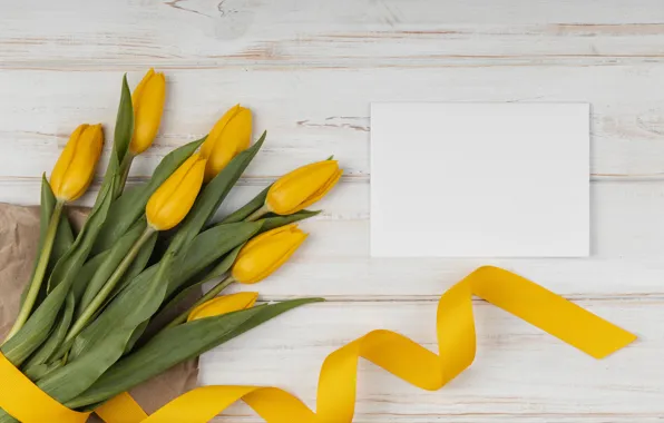 Leaves, flowers, paper, gift, Board, bouquet, yellow, tape