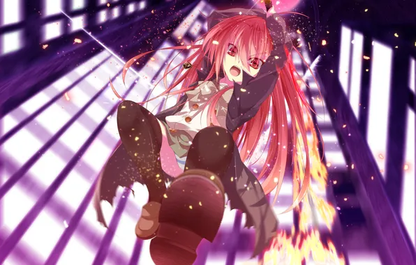 Picture look, girl, weapons, magic, anger, shakugan no shana, shana, art