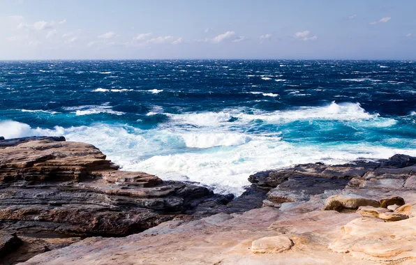 Picture wave, landscape, nature, stones, the ocean