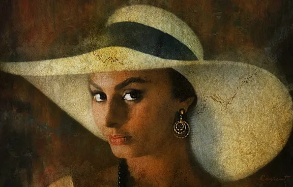 Picture background, hat, actress, singer, Sophia Loren, Sophia Loren