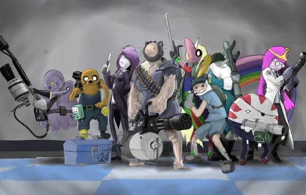 Picture weapons, Unicorn, Jake, TF2, adventure time, Fin, Marceline, ice king