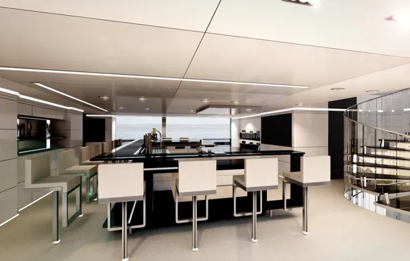 Design, style, interior, yacht, kitchen, bar, Suite, show cooking