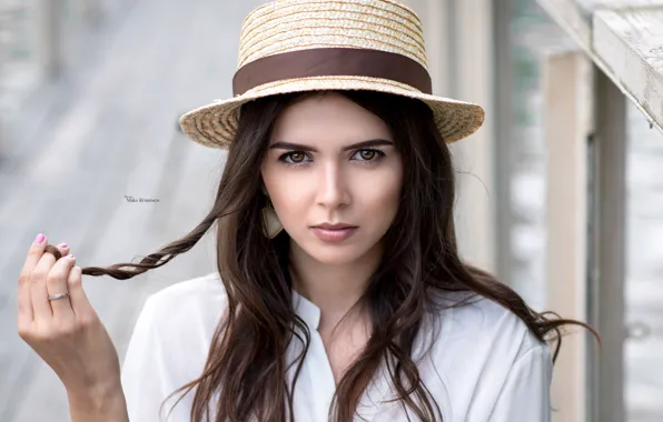 Picture girl, hat, brown eyes, photo, photographer, model, lips, face