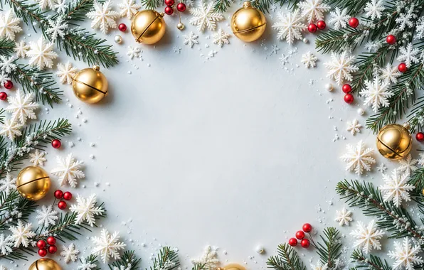 Decoration, background, balls, Christmas, New year, golden, new year, Christmas