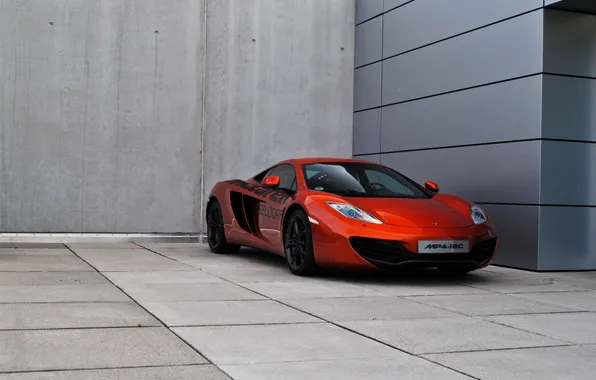 Picture red, wall, McLaren, McLaren, red, front view, MP4-12C