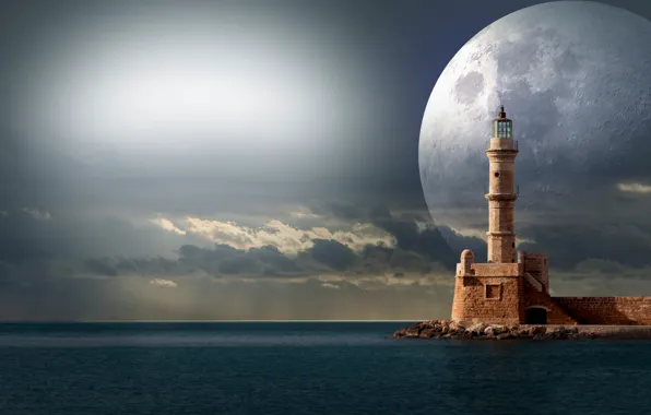 The sky, coast, lighthouse, planet