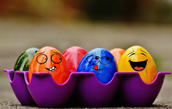 Picture colorful, smile, Easter, rainbow, Easter, eggs, funny, decoration